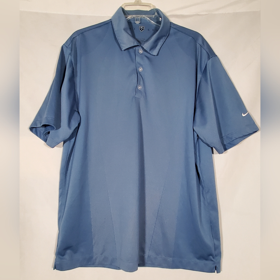 Nike Golf Metalic Blue Golf Pullover Breathable Polo Shirt Mens Large